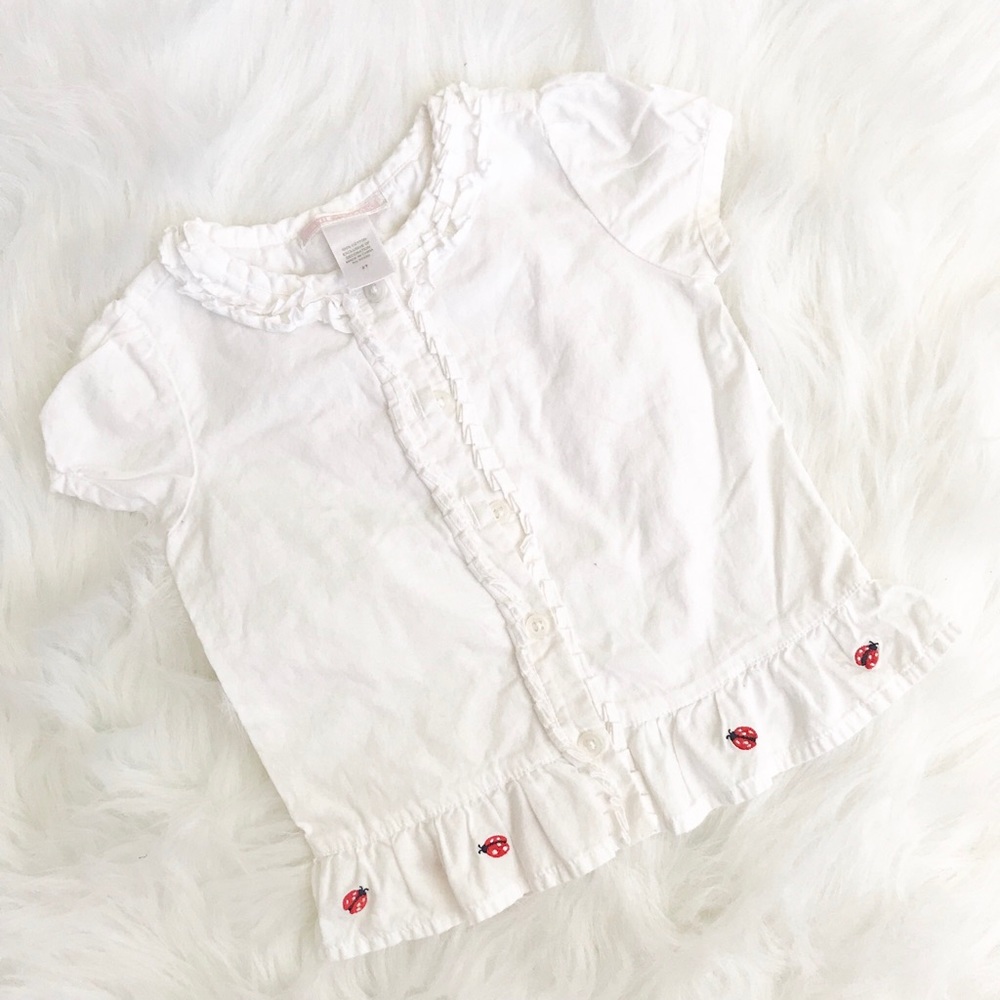 5/25$ - Janie and Jack White Ruffle Top Ladybug 2T